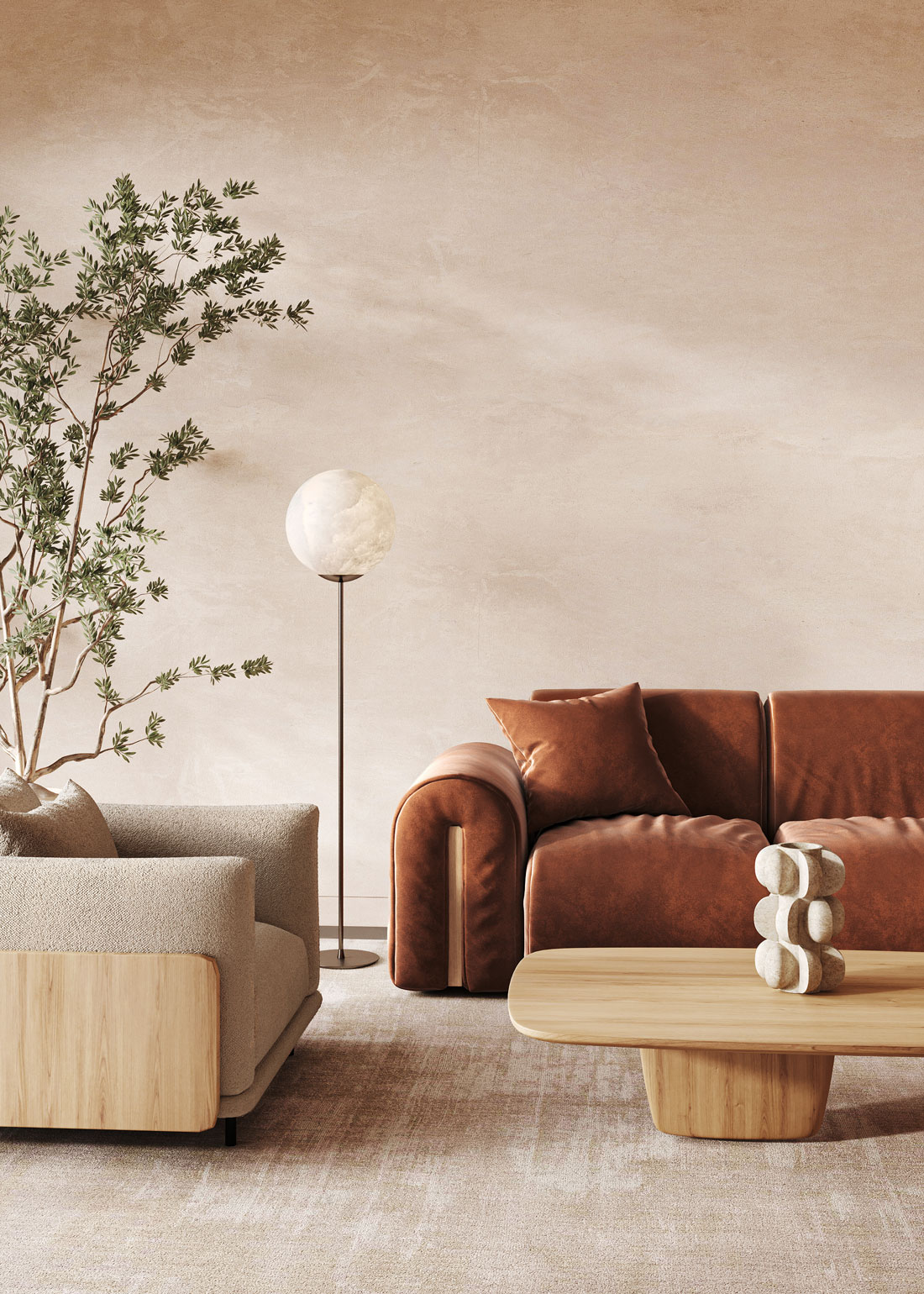 Interior design and apartment features at The Bennett